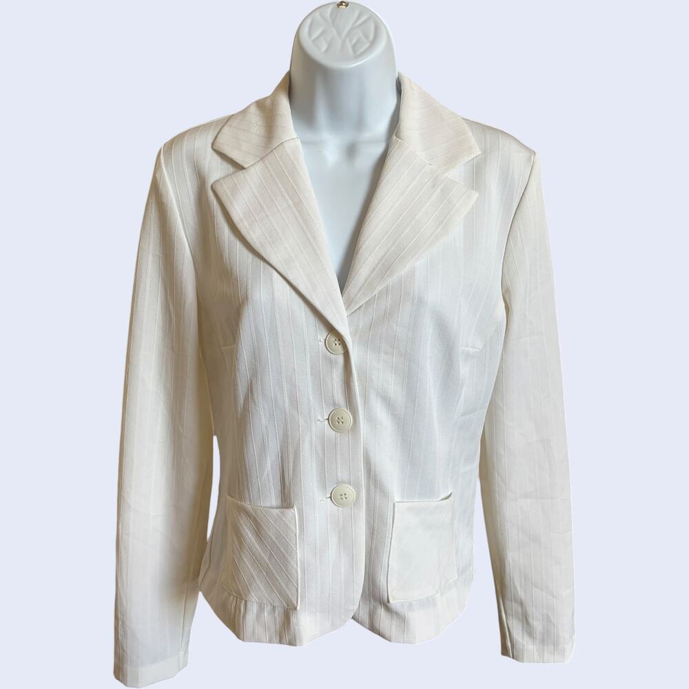 donutz, inc XS Preppy Pinstripe Blazer Ivory Fitted